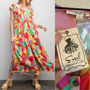 Easel Women's Colorful Maxi jumpsuit-size M-NWT